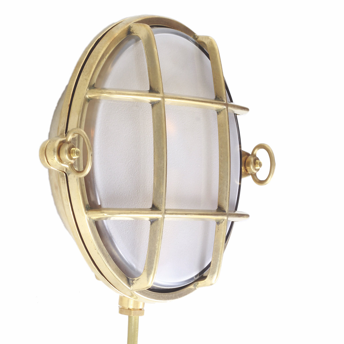 Round Nautical Brass Sconce with Satin Glass Argo - Terra Lumi