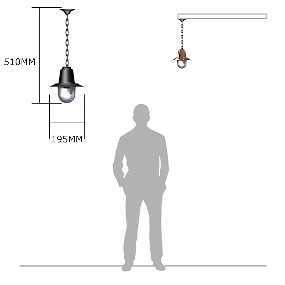 Railway Style Copper Pendant Light, Fig. 2