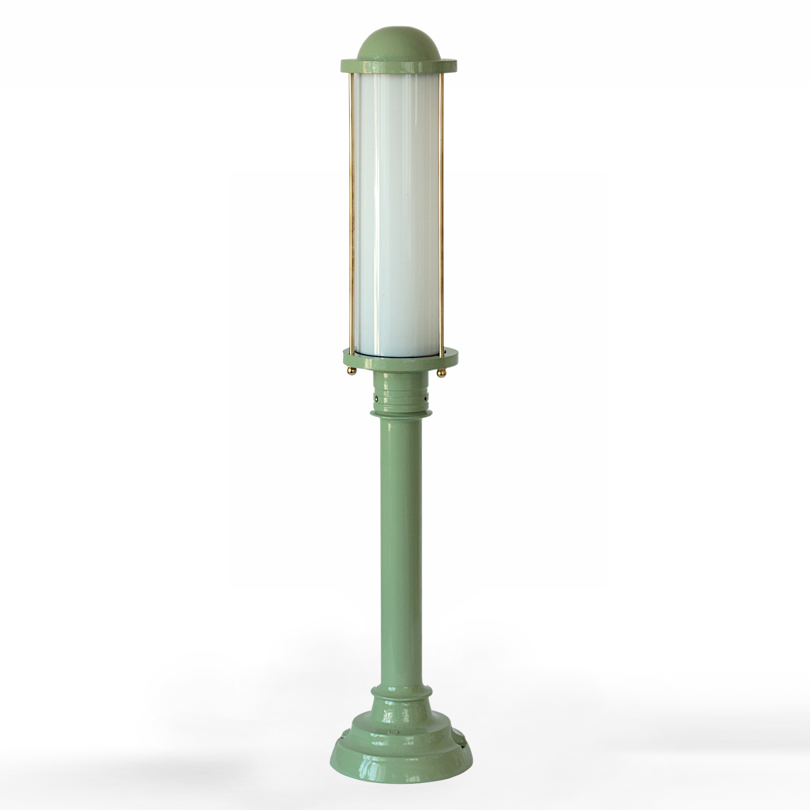 Art déco Pedestal Garden Light Elba S 35.36: Das mittlere Model in RAL 6021 Blaßgrün