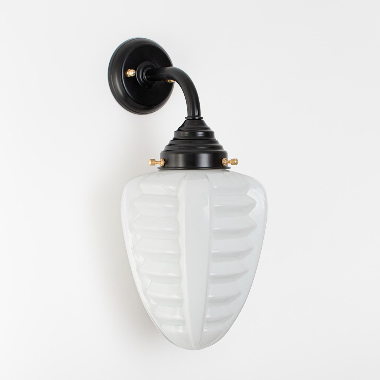 Art-Déco Wall Light With Parabolic Opal Glass