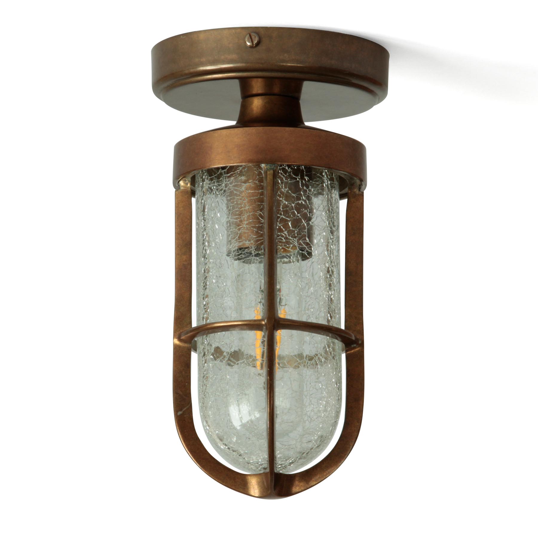 Brass Ceiling Light with Crackled Glass Airegon