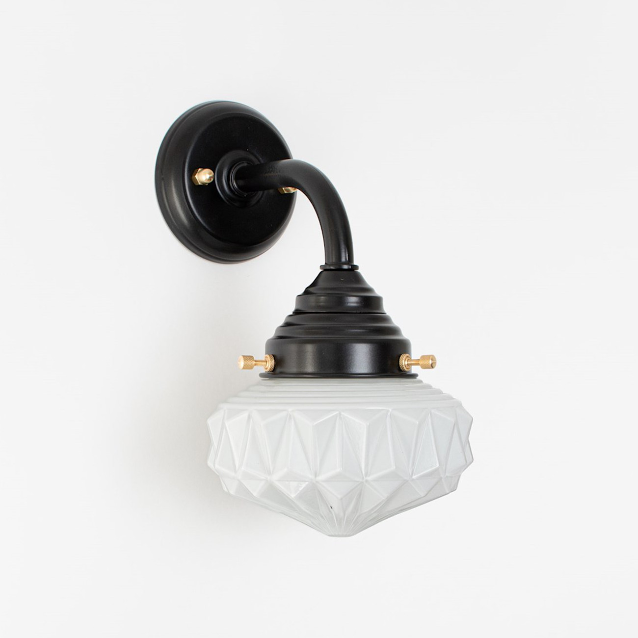 Art-Déco Wall Light With Bright Opal Glass